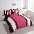 thumbnail image 3 of jejeloiu Vintage Damask Flowers 7-Piece Twin Bedding Sets,Abstract Geometric Thombus Bedding Comforter Set,Pink Black Striped Sheet Sets For Kids,Breathable Home Decor Reversible, 3 of 8