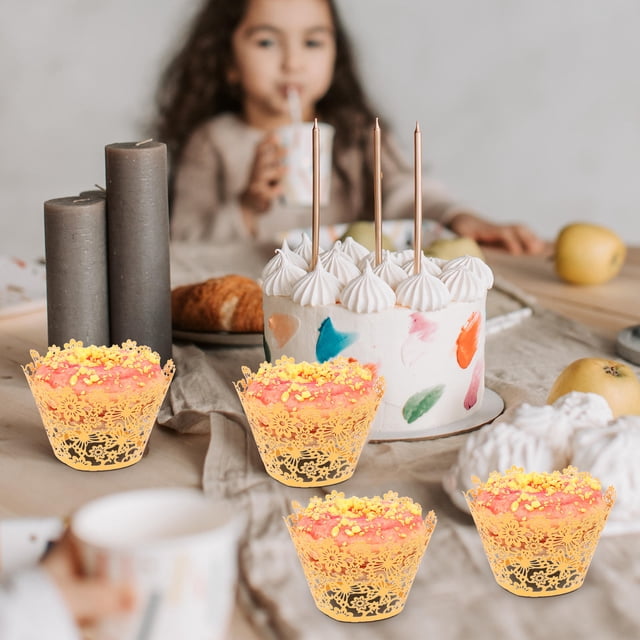unbranded 100Ud Hollow Muffin Liners De Dorado Para Pasteles Cumpleaños Y Bodas