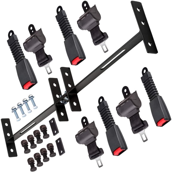 Genrics 4 Retractable Golf Cart Seat Belts & Bracket Kit for EZGO Yamaha Club Car