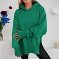 thumbnail image 2 of Side Split Solid Color Hoodie for Women Long Sleeve Sweatshirt Fall Casual Pullover Top, 2 of 4
