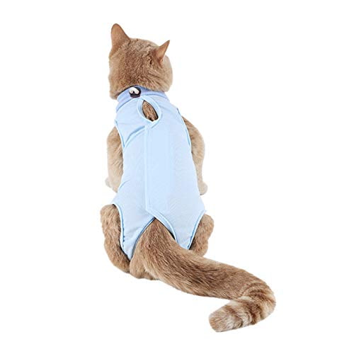 TORJOY Cat Professional Surgical Recovery Suit for Abdominal Wounds Skin Diseases,Breathable E-Collar Alternative Cotton Surgery Shirt for Cats and Dogs 