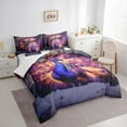 thumbnail image 3 of Castle Fairy Animal Peacock Bedding Comforter Set 7 Pieces for Children Teens,Exotic Style Full Bedding Set Lightweight,Vintage Aesthetic Fitted Sheet Flat Sheet,Breathable Home Decor,Reversible, 3 of 8