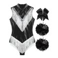 thumbnail image 4 of CHICTRY Women's Metallic Dance Outfits for Cheer Leader Uniform Stage Performance Cheerleading Costume Black L, 4 of 6