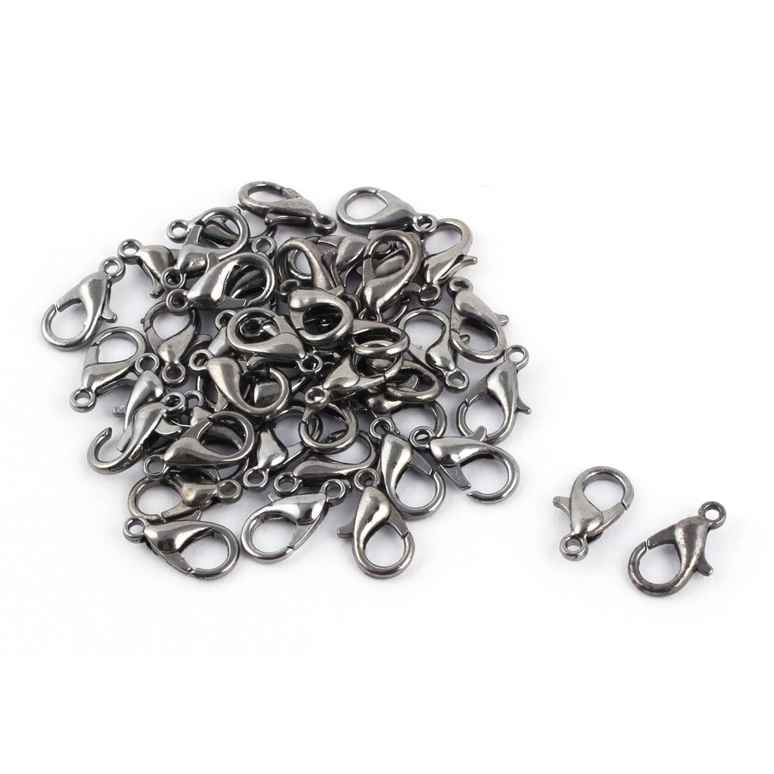 Metal Bracelet Necklace Chains Lobster Claw Clasp Hooks Black 12 x 6mm 40pcs