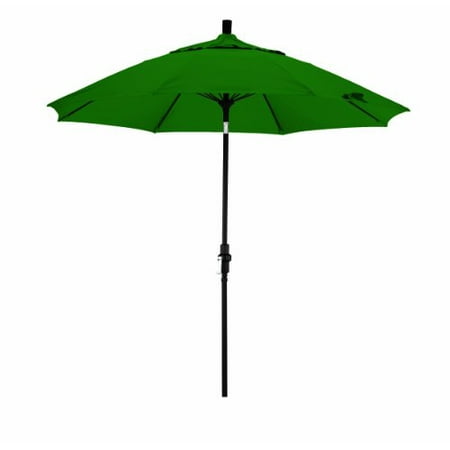 Fiberglass Patio Roof California Umbrella 9' Sun Master Series Patio Umbrella With Matted Black Aluminum Pole Fiberglass Ribs Collar Tilt Crank Lift With Olefin Hunter Green Fabric ()