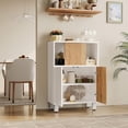 thumbnail image 6 of Wooden Compact Storage Cabinet, with Sliding Doors & Adjustable Shelves, Bathroom  Display Cabinets with 2 Doors,   for Small Spaces, Kitchen, Bedroom, Living Room, Office, 6 of 8