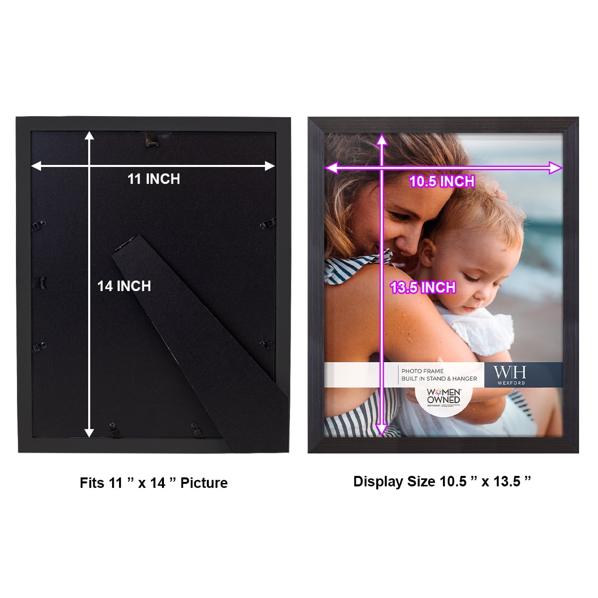 Premium Ebony Solid Wood Picture Frame, 11" x 14"