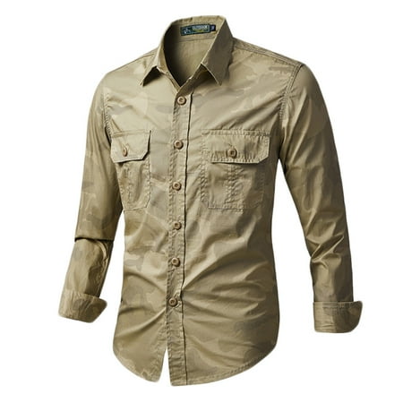 Men Henley Long Sleeve Hvyesh Men Big and Tall Camouflage Shirt Military Long Sleeve Work Shirts Casual Button Down Shirts