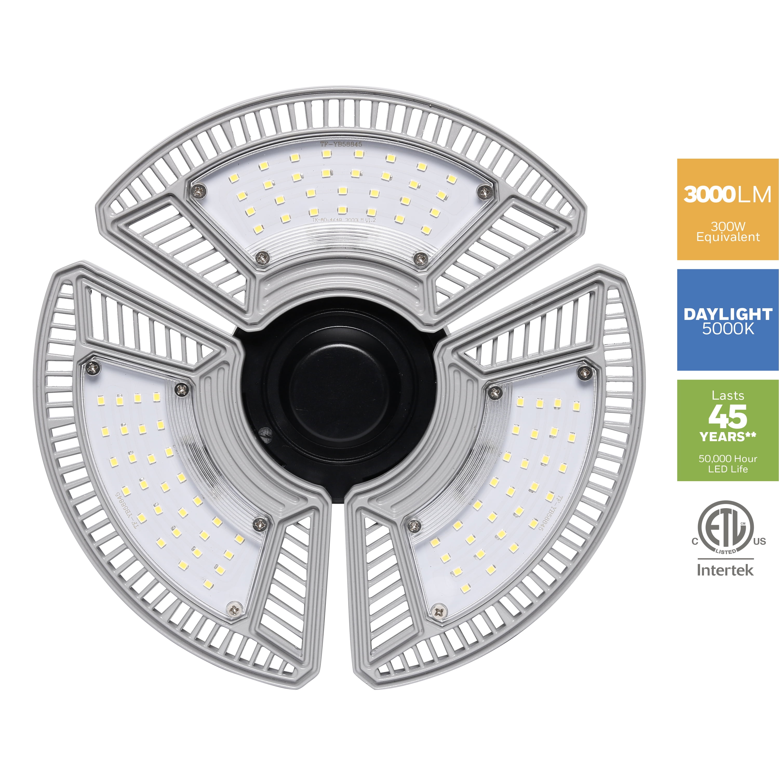 Honeywell Deformable LED Garage Light, 3000 Lumens with Adjustable Panels and E26 Base