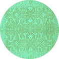 thumbnail image 1 of Ahgly Company Indoor Round Abstract Turquoise Blue Modern Area Rugs, 8' Round, 1 of 4