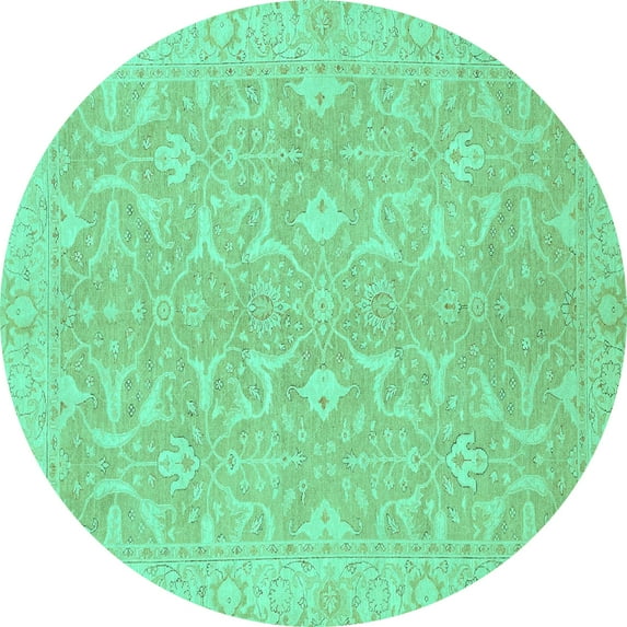 Ahgly Company Indoor Round Abstract Turquoise Blue Modern Area Rugs, 8' Round