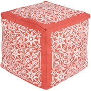 Surya Rug Rug Cube Coral Pouf - Coral Ivory - 18 x 18 x 18 in.