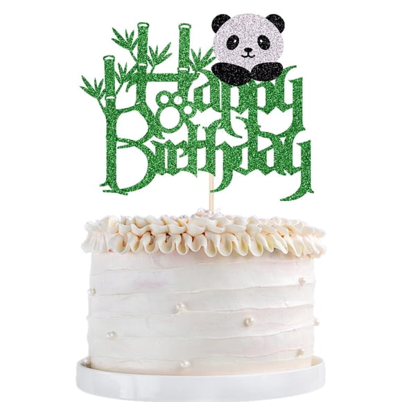 Topper para pastel Qertesl Panda Feliz Cumpleaños 13 x 16 cm