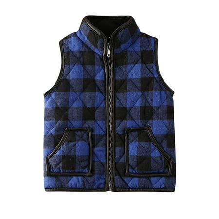 

Cathery Toddler Baby Girls Boys Winter Warm Vest Clothes Buffalo Plaid Christmas Jacket Kids Puffer Quilted Gilet Coat