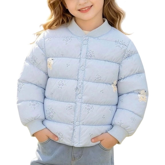 ATOGUTA Down Winter Coat Girls Kids Warm Quilted Puffer Jackets Outerwear Comfy Parka Light Blue