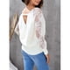 thumbnail image 4 of Suéter con cuello en V para mujer, diseño cruzado, costura de encaje, manga larga, Top de punto, suéter suelto para Otoño Invierno, 4 of 6
