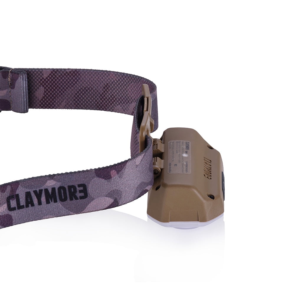 Claymore Heady+ (Tan) - Rechargeable LED Headlamp Flashlight, Lightweight for Camping, Running, Hiking, Emergency & Industrial Use. Waterproof, USB-C Charging, Up to 70 Hours Battery Life.