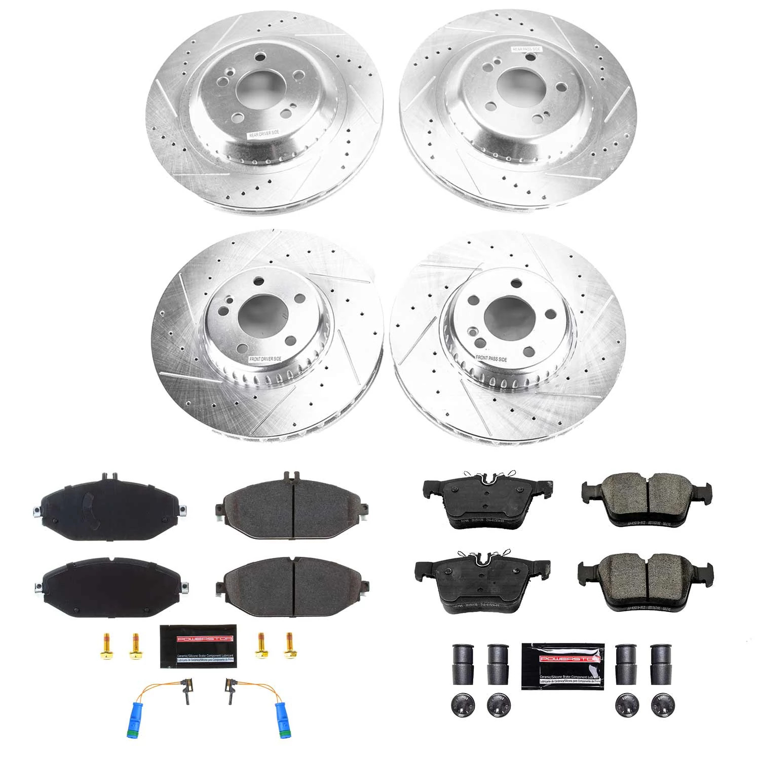 PowerStop Front and Rear Z23 Evolution Sport Carbon-Fiber Ceramic Brake Pad and Drilled & Slotted Rotor Kit Fits: MERCEDES-BENZ Select Models K8546