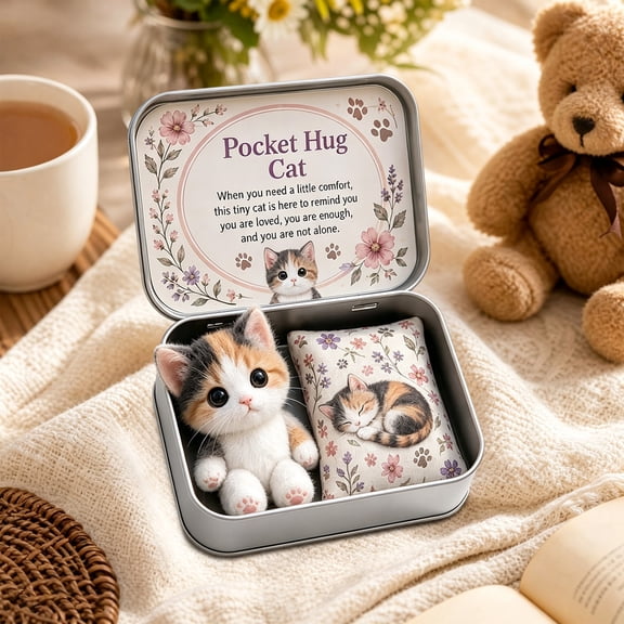 Pocket Hug Plush Keepsake Tin, Mini Portable Comfort Pocket Plush Toy, Emotional Support Keepsake with Case, Cute Travel Comfort Plushes Companion