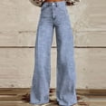 thumbnail image 2 of IYYVV Women Y2K Striped Jeans Wide Leg Bootcut Flare Boyfriend Baggy Stretchy High Waisted Trendy Denim Pants with Pockets Light Blue L, 2 of 5