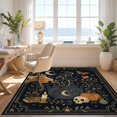 thumbnail image 3 of Design&I 4'x6' Washable Area Rug Pet Friendly & Non-Slip Built-In Grip Midnight Blue Enchanted Garden Celestial Motifs Whimsical Floral Mystical for Reading Nook, Bedroom, 3 of 7