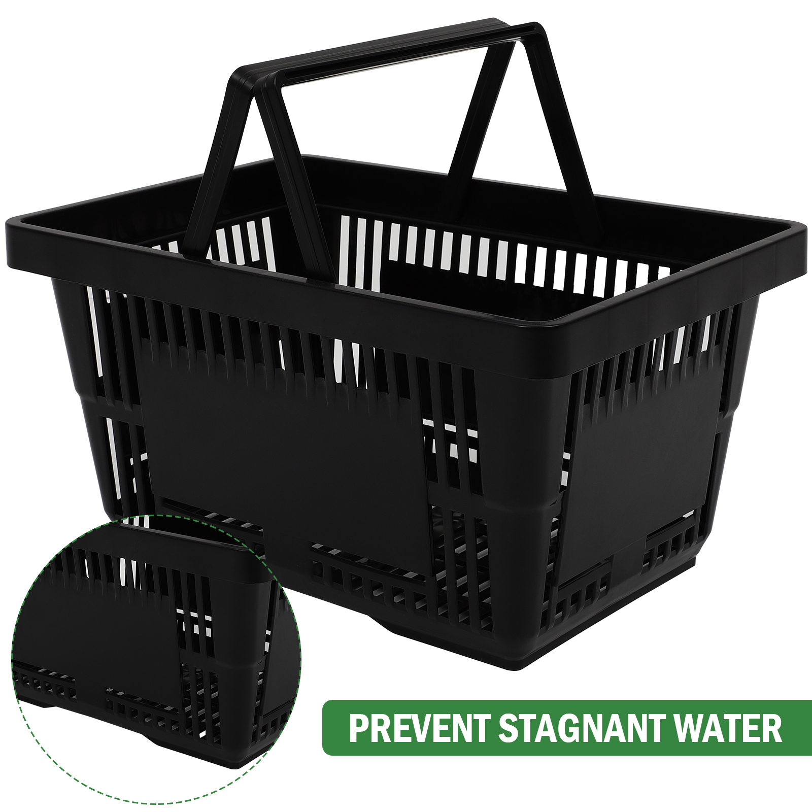 12PCS 21L Black Shopping Basket Basket With Plastic Handles For Supermarket shop
