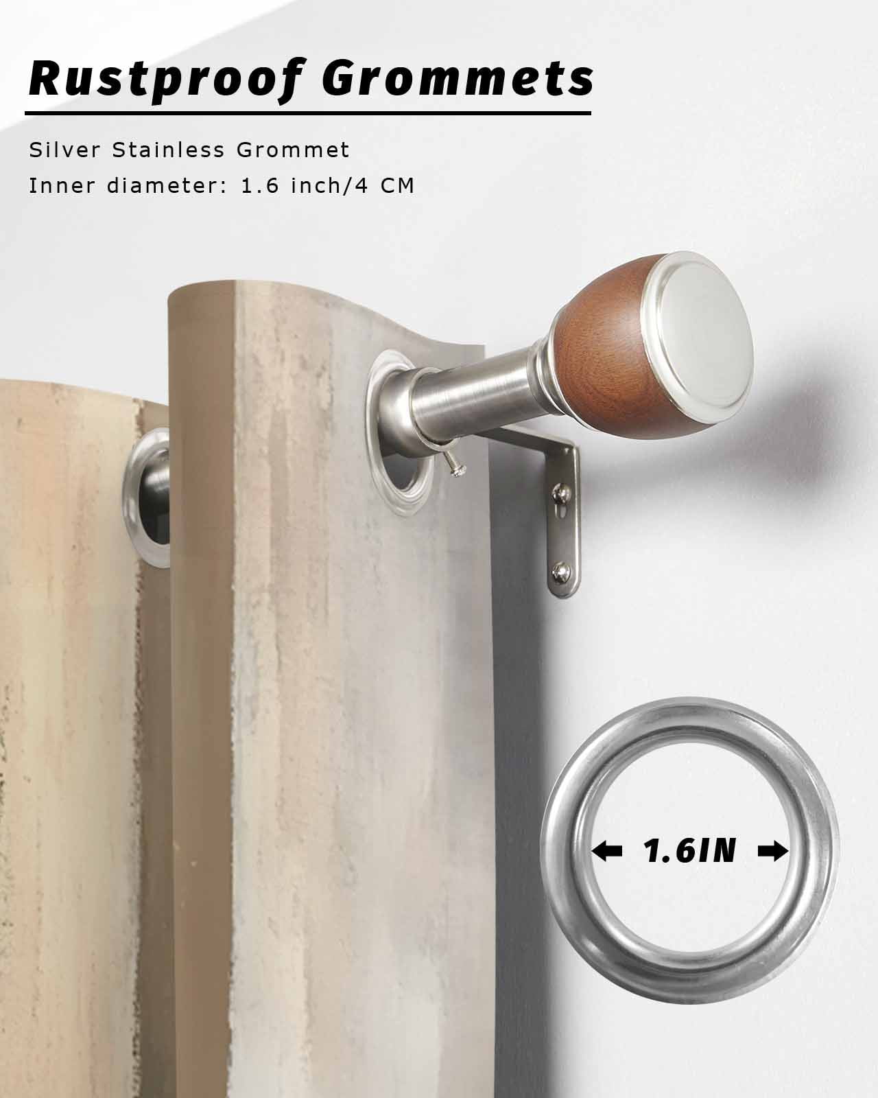 Rustic Wood Barn Outdoor Curtains for Patio, Brown Watercolor Striped Minimalism Privacy Drapes Grommet Waterproof Outside Curtains for Porch/Cabana/Balcony 54"x 108", 1 Panel