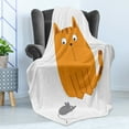 thumbnail image 4 of Cartoon Soft Flannel Fleece Throw Blanket, Cat Looking at Mouse Hunter Kitty Fun Humor Kids Animal Graphic Art Print, Cozy Plush for Indoor and Outdoor Use, 50" x 70", Marigold Grey, by Ambesonne, 4 of 5