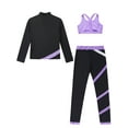 thumbnail image 4 of Haitryli Kids Girls Figure Skating Training Outfits Zip Up Skating Jacket Sports Bra with Leggings Set Light Purple 12, 4 of 5