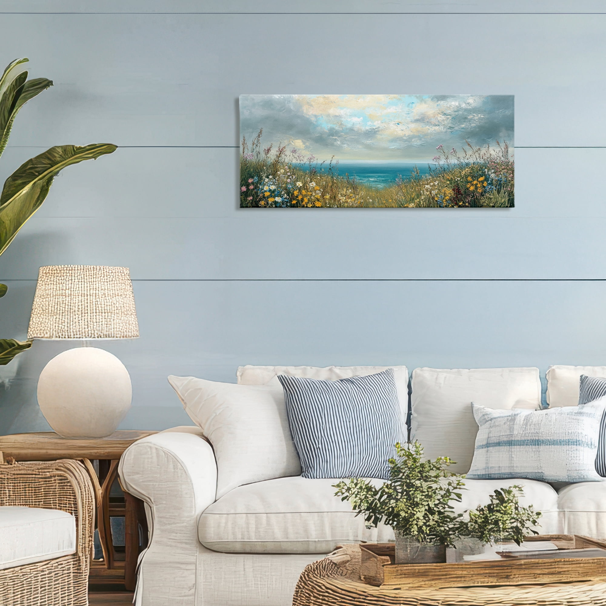 Stupell Industries Scenic Coastal Flowers In Bloom Canvas Wall Art, design by Petal Prints Design