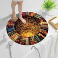 thumbnail image 4 of Dinosaur Rug Non-Slip Floor Mat, Crystal Velvet Round Area Rug, Cave Design Home Decor, Soft Microfiber Carpet for Living Room Bedroom Library, Anti-Skid TPR Backing Washable Decorative Rug Mat, 4 of 6
