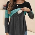 thumbnail image 1 of QJUHUNG T-Shirt de Maternité à Manches Longues pour Femmes Enceintes - Patchwork Contrasté Col Rond Extensible Moyen Lavable en Machine pour Toutes Saisons - Parfait pour Allaitement et Gain d'Automne, 1 of 7