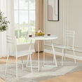 thumbnail image 3 of VECELO 3 Piece Dining Table Set with 2 Chairs, Small Kitchen Table Set for 2, Metal Frame and Wood Table Set for Dining Room, Living room, Small Spaces, White, 3 of 8