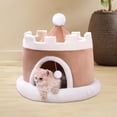 thumbnail image 1 of Cama para gatos, cama para dormir, caseta multifuncional para cachorros, cueva extraíble, suave y cálida para gatitos, casa para perros pequeños, casa Café L 50x50x50cm, 1 of 8