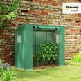 thumbnail image 2 of LINJH 6.6' x 2.5' x 5.6' Lean-to Small Greenhouse for Outdoors, Portable Greenhouse with UV-Resistant PE Cover, Walk-in Green House with Roll-up Door and Mesh Windows, Green, 2 of 9