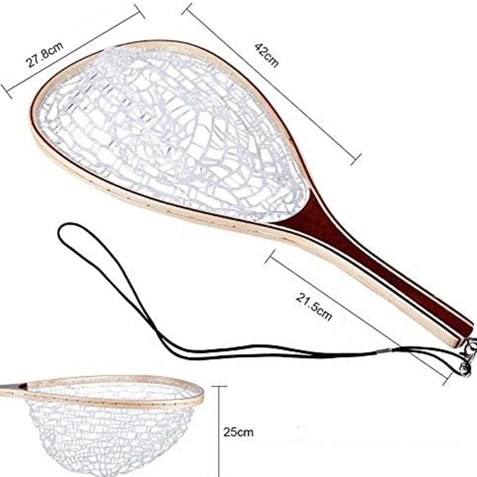 Gaderth Fly Fishing Net Landing Trout Net Bass Soft Rubber Catch And Release Fish Net With Wooden Handle Frame Magnetic Trout Fishing Net Trout Net Rubber Mesh