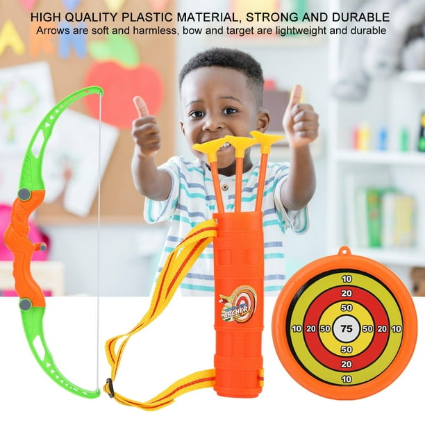 Herwey Jouets d'arc en plastique, ensemble de tir à l'arc durable pour  enfants, flèches souples en plastique avec cible de score, jouets pour  enfants, jouets de tir à l'arc pour enfants 