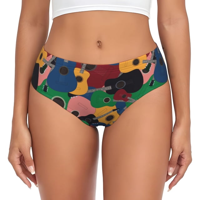 Balery Colored Guitars Ropa Interior de Algodón para Mujer con Dibujo – Braguitas Cómodas y Elásticas, Estilo Clásico-Medium