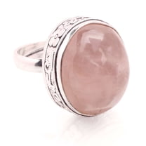 Silver Plated Ring Jewelry For Womens - Rose Quartz Gemstone Handmade Ring - Size Adjustable - Fashion Jewelry Gift For Her - Bohemian style Statement Ring For Women - R-401