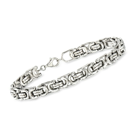Ross-Simons Men's Sterling Silver Byzantine Box Link Bracelet for Male, Adult