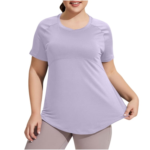 yillto Women's Plus Size Workout Tops Quick Dry Yoga Shirts Athletic Running Short Sleeve Lightweight Tees
