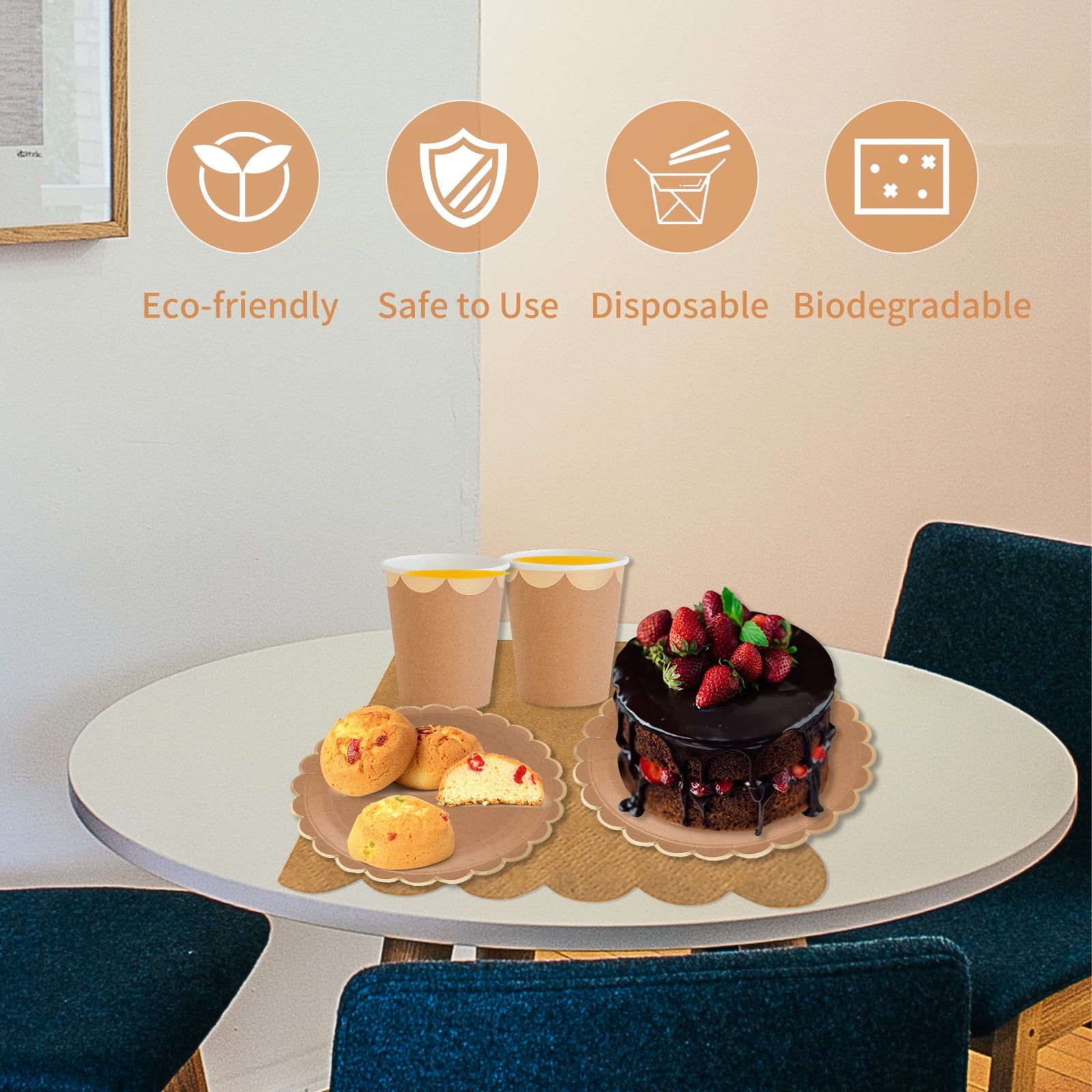 Lot De 500 Assiettes Jetables En Carton Marron De 15,2 Cm - Assiettes Compostables Pour Dessert, Fête, Apéritif, Gâteaux, Restaurant, Fête