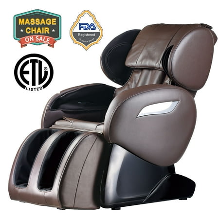 - Zero Gravity Full Body Electric Shiatsu FDA Approved Massage Chair Recliner with Built-In Heat Therapy and Foot Roller Air Massage System Stretch Vibrating for Home Office,Brown