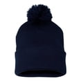 thumbnail image 3 of Couver Unisex 12 inch Knit Acrylic Warm Winter Beanie Hat with Pom Pom (Navy) , 1 Piece, 3 of 8