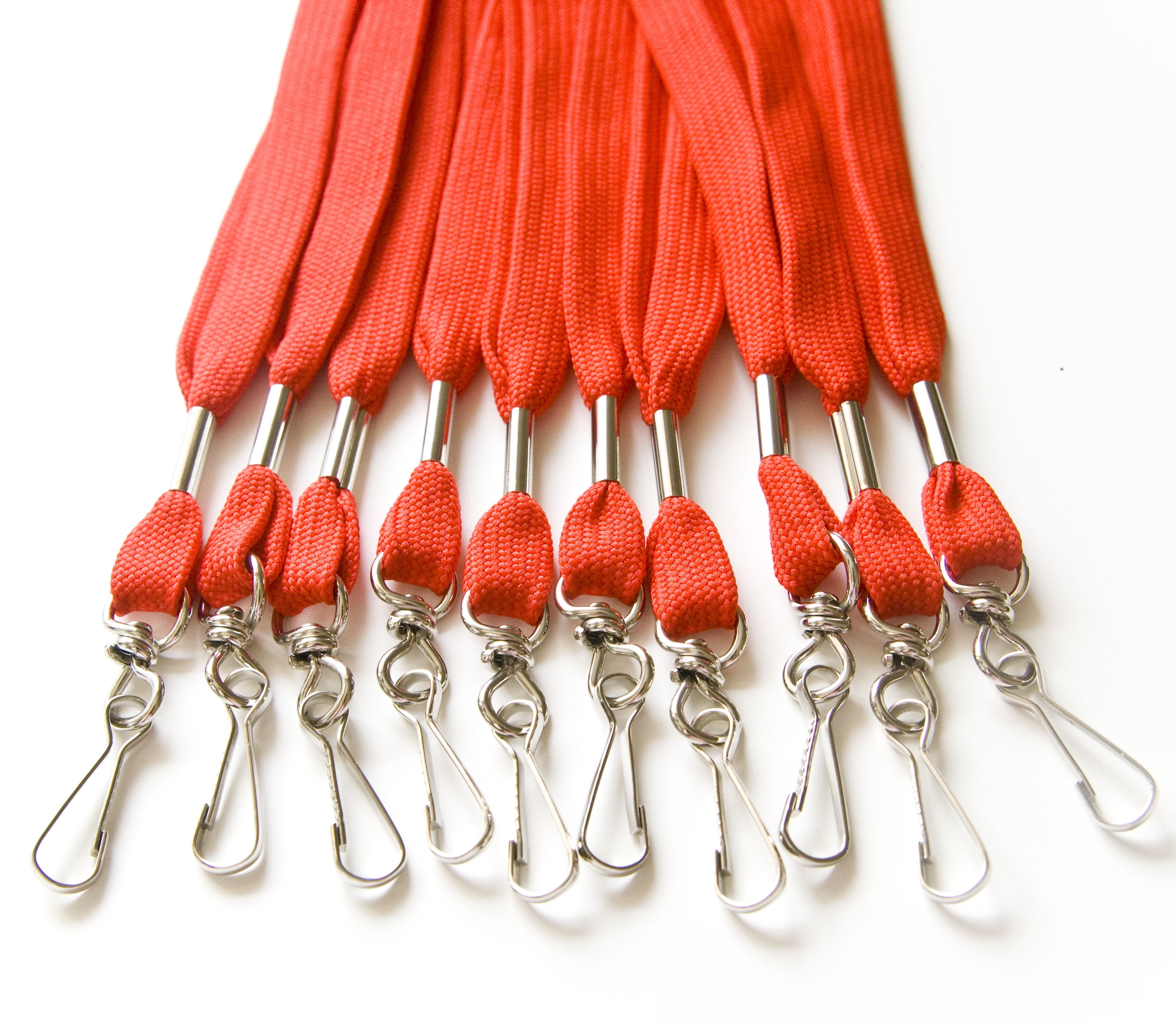 100pcs Flat ID Neck Lanyards for Badges with Swivel J-Hook, Red by OnDepot