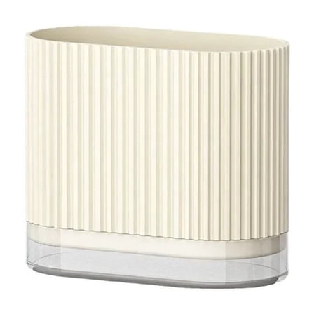 Kitchen Utensil Holder 2 Compartments with Drainage Bottom Utensil Holder Cooking Tools Storage for Countertop, White