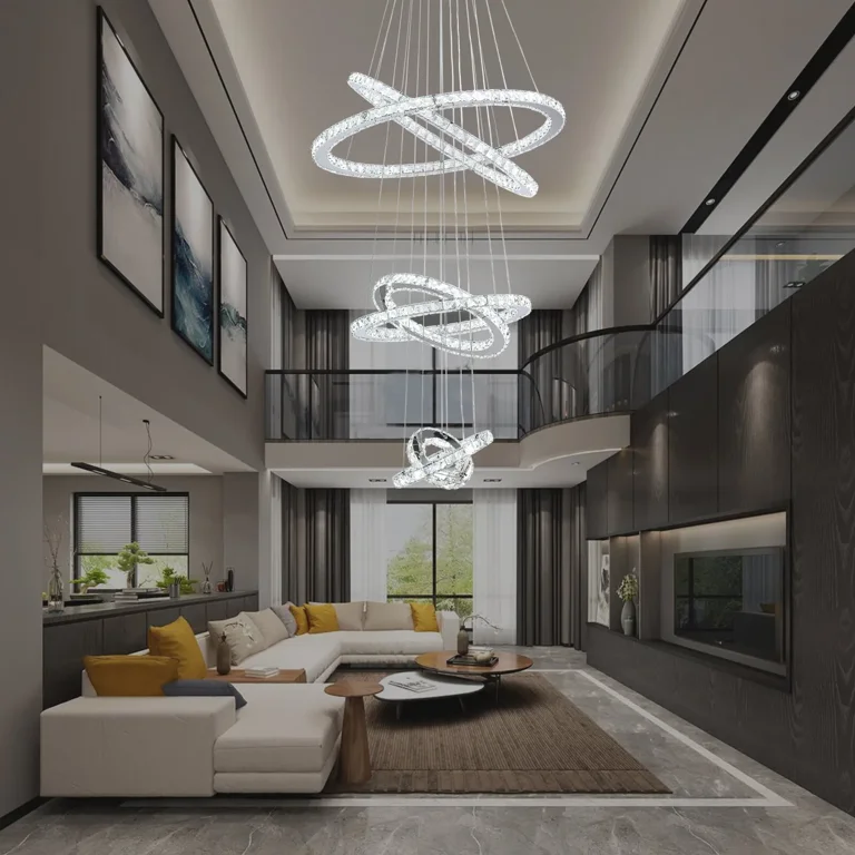 HOOMEDELIER Modern 100W LED Chandelier Light, 6 Ring K9
