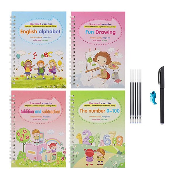 sweethay Cuaderno de escritura a mano reutilizable para aprender inglés, herramientas de caligrafía con ranura, libro de práctica libre del Kits de experimentos de química Tipo 1