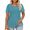 Turquoise, variant on Womens Plus Size Tops Dressy Short Sleeve Shirts Flattering Crew Neck Tunics Basic Casual Pleated Tees 2XL Black