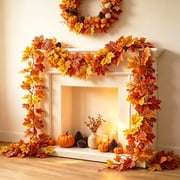 WKSCLPAI Halloween Maple Leaf Vine Garland,Fall Leaves for Autumn Home Decoration,Thanksgiving Party Wall Decor,Seasonal Wreath for Indoor Use